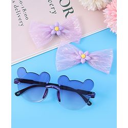Babyhug Hair Clips & Sunglasses Combo Set Free Size with Bow Applique - Purple
