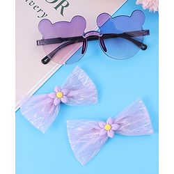 Babyhug Hair Clips & Sunglasses Combo Set Free Size with Bow Applique - Purple