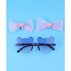 Babyhug Hair Clips & Sunglasses Combo Set Free Size with Bow Applique - Purple
