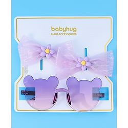 Babyhug Hair Clips & Sunglasses Combo Set Free Size with Bow Applique - Purple
