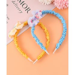 Babyhug Free Size Hair Bands With Bow Applique Pack of 2 - Yellow & Blue