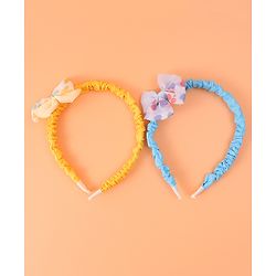 Babyhug Free Size Hair Bands With Bow Applique Pack of 2 - Yellow & Blue