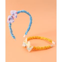 Babyhug Free Size Hair Bands With Bow Applique Pack of 2 - Yellow & Blue