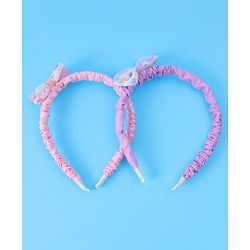 Babyhug Free Size Hair Bands With Bow Applique Pack of 2 - Yellow & Blue