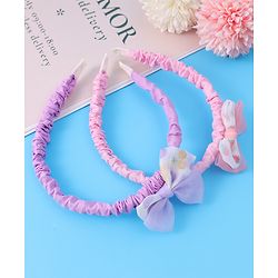 Babyhug Free Size Hair Bands With Bow Applique Pack of 2 - Yellow & Blue