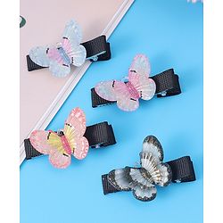 Babyhug Hair Pins with Butterfly Applique Pack of 4 - Multicolor