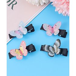 Babyhug Hair Pins with Butterfly Applique Pack of 4 - Multicolor