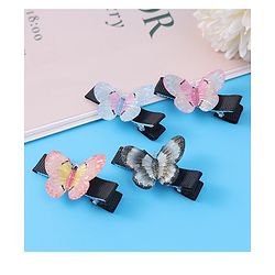 Babyhug Hair Pins with Butterfly Applique Pack of 4 - Multicolor