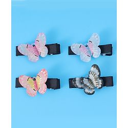Babyhug Hair Pins with Butterfly Applique Pack of 4 - Multicolor