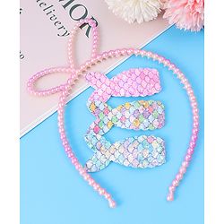 Babyhug Sequin & Pearl Embellished Hair Accessories Combo Set Pack of 4 - Multicolor