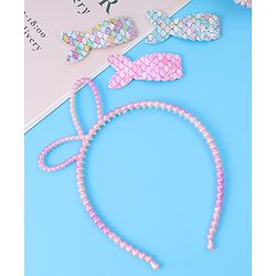 Babyhug Sequin & Pearl Embellished Hair Accessories Combo Set Pack of 4 - Multicolor