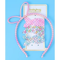 Babyhug Sequin & Pearl Embellished Hair Accessories Combo Set Pack of 4 - Multicolor