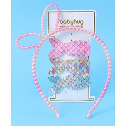 Babyhug Sequin & Pearl Embellished Hair Accessories Combo Set Pack of 4 - Multicolor