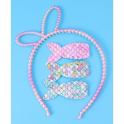 Babyhug Sequin & Pearl Embellished Hair Accessories Combo Set Pack of 4 - Multicolor