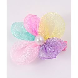 Babyhug Free Size Rubber Bands & Clips With Flower Applique - Multicolor