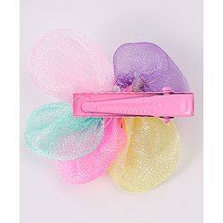 Babyhug Free Size Rubber Bands & Clips With Flower Applique - Multicolor