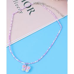 Babyhug Necklace With Butterfly Applique - Purple & White