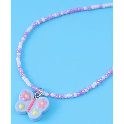 Babyhug Necklace With Butterfly Applique - Purple & White