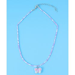 Babyhug Necklace With Butterfly Applique - Purple & White