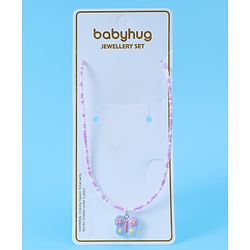 Babyhug Necklace With Butterfly Applique - Purple & White
