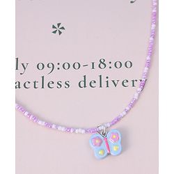 Babyhug Necklace With Butterfly Applique - Purple & White