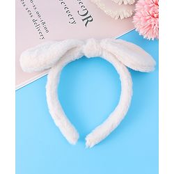 Babyhug Hair Band Bow Applique with Fur Free Size - White