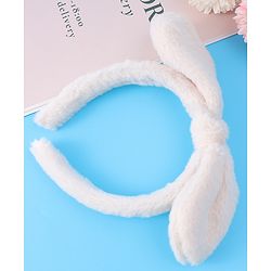 Babyhug Hair Band Bow Applique with Fur Free Size - White
