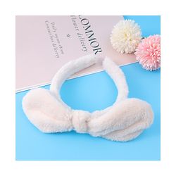 Babyhug Hair Band Bow Applique with Fur Free Size - White