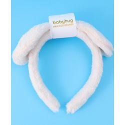 Babyhug Hair Band Bow Applique with Fur Free Size - White