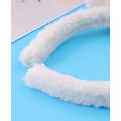 Babyhug Hair Band Bow Applique with Fur Free Size - White