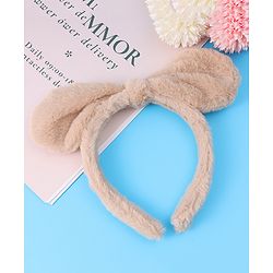 Babyhug Hair Band Bow Applique with Fur Free Size - White