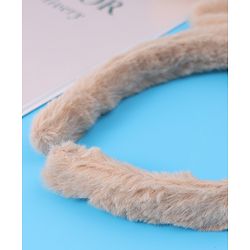 Babyhug Hair Band Bow Applique with Fur Free Size - White