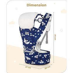 Babyhug Disney Mickey Mouse 9-in-1 Ergonomic Baby Carrier with Hip Seat: Breathable fabric, Detachable hood, Padded straps, Pocket storage, and 9 carrying positions for babies up to 15 kg- Dark Blue