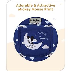 Babyhug Disney Mickey Mouse 9-in-1 Ergonomic Baby Carrier with Hip Seat: Breathable fabric, Detachable hood, Padded straps, Pocket storage, and 9 carrying positions for babies up to 15 kg- Dark Blue