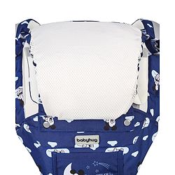 Babyhug Disney Mickey Mouse 9-in-1 Ergonomic Baby Carrier with Hip Seat: Breathable fabric, Detachable hood, Padded straps, Pocket storage, and 9 carrying positions for babies up to 15 kg- Dark Blue