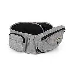 Babyhug Snug Rider Multi-function Hip Seat: Soft padded seat, Adjustable fit, Comfortable lumbar support, Secure fastening, and Two-way carrying for babies up to 15 kg  Grey