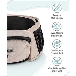 Babyhug Snug Rider Multi-function Hip Seat: Soft padded seat, Adjustable fit, Comfortable lumbar support, Secure fastening, and Two-way carrying for babies up to 15 kg  Grey
