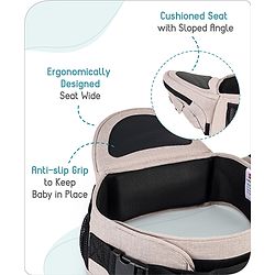 Babyhug Snug Rider Multi-function Hip Seat: Soft padded seat, Adjustable fit, Comfortable lumbar support, Secure fastening, and Two-way carrying for babies up to 15 kg  Grey