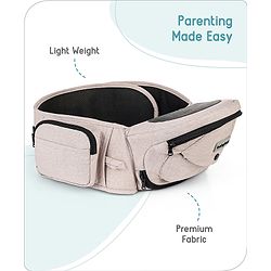 Babyhug Snug Rider Multi-function Hip Seat: Soft padded seat, Adjustable fit, Comfortable lumbar support, Secure fastening, and Two-way carrying for babies up to 15 kg  Grey