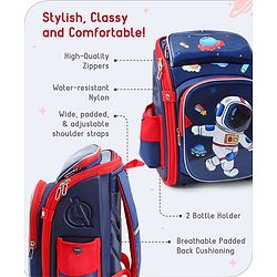 Babyhug Backpack With Space Theme Print Blue - Height 14.5 Inches