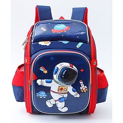Babyhug Backpack With Space Theme Print Blue - Height 14.5 Inches