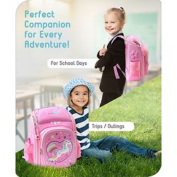 Babyhug Backpack With Unicorn Print Pink - Height 14.5 Inches
