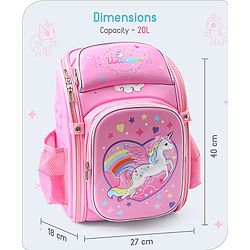 Babyhug Backpack With Unicorn Print Pink - Height 14.5 Inches