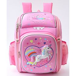 Babyhug Backpack With Unicorn Print Pink - Height 14.5 Inches