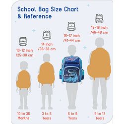 Babyhug School Backpack With Dino Print|1 Main Compartment, 2 Front Pockets, 2 side Bottle Pockets|Water Resistant|Long lasting and Durable Zippers | Comfortable back cushioning | For School, Travel and Outdoors|Blue- 14.5inches