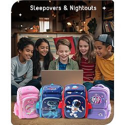 Babyhug School Backpack With Dino Print|1 Main Compartment, 2 Front Pockets, 2 side Bottle Pockets|Water Resistant|Long lasting and Durable Zippers | Comfortable back cushioning | For School, Travel and Outdoors|Blue- 14.5inches