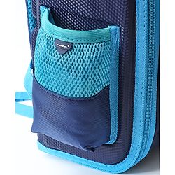 Babyhug School Backpack With Dino Print|1 Main Compartment, 2 Front Pockets, 2 side Bottle Pockets|Water Resistant|Long lasting and Durable Zippers | Comfortable back cushioning | For School, Travel and Outdoors|Blue- 14.5inches