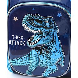 Babyhug School Backpack With Dino Print|1 Main Compartment, 2 Front Pockets, 2 side Bottle Pockets|Water Resistant|Long lasting and Durable Zippers | Comfortable back cushioning | For School, Travel and Outdoors|Blue- 14.5inches