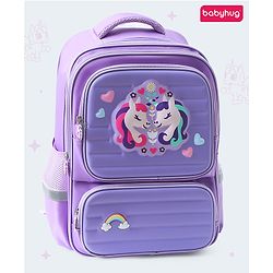 Babyhug Backpack With Unicorn Print Purple - Height 16.5 Inches