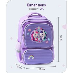 Babyhug Backpack With Unicorn Print Purple - Height 16.5 Inches